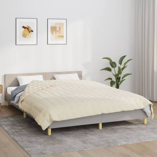Berkfield Home Weighted Blanket Light Cream 220x240 cm King 11 kg Fabric - image 1