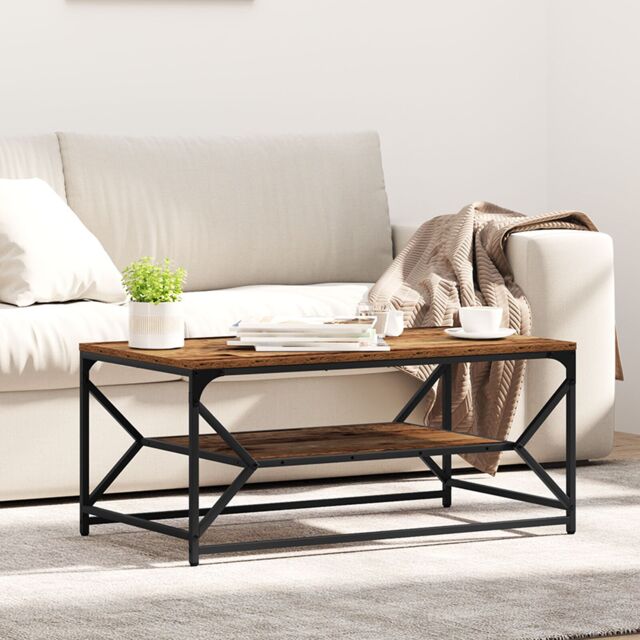 Berkfield Home Coffee Table with Shelf - Old Wood, 90x50x40 cm, Engineered Wood in Brown - Size: 90 x 50 x 40 cm - image 1