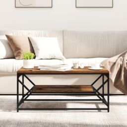 Berkfield Home Coffee Table with Shelf - Old Wood, 90x50x40 cm, Engineered Wood in Brown - Size: 90 x 50 x 40 cm - thumbnail 4