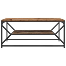 Berkfield Home Coffee Table with Shelf - Old Wood, 90x50x40 cm, Engineered Wood in Brown - Size: 90 x 50 x 40 cm - thumbnail 5