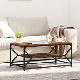 Berkfield Home Coffee Table with Shelf - Old Wood, 90x50x40 cm, Engineered Wood in Brown - Size: 90 x 50 x 40 cm - thumbnail 1