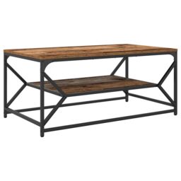 Berkfield Home Coffee Table with Shelf - Old Wood, 90x50x40 cm, Engineered Wood in Brown - Size: 90 x 50 x 40 cm - thumbnail 7