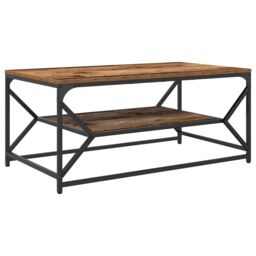Berkfield Home Coffee Table with Shelf - Old Wood, 90x50x40 cm, Engineered Wood in Brown - Size: 90 x 50 x 40 cm - thumbnail 2
