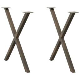 Berkfield Home Dining Table Legs X-Shaped 2 pcs Natural Steel 80x(72-73) cm Steel in Brown - thumbnail 2