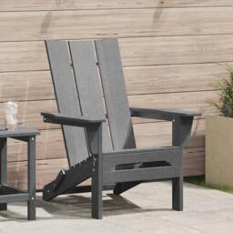 Berkfield Home Folding Adirondack Chair Light Grey 74.5x80.5x90 cm HDPE - thumbnail 2