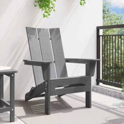 Berkfield Home Folding Adirondack Chair Light Grey 74.5x80.5x90 cm HDPE - thumbnail 3