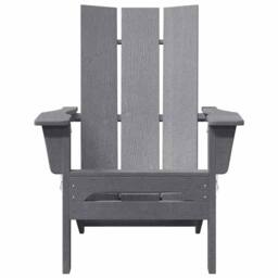 Berkfield Home Folding Adirondack Chair Light Grey 74.5x80.5x90 cm HDPE - thumbnail 4