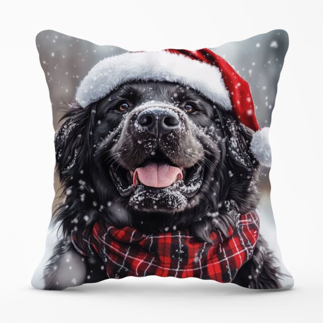 Warren Reed - Designer Christmas Newfoundland Cushion in Black - Size: 60 cm x 60 cm - image 1