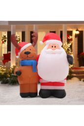 Living and Home Inflatable Christmas Air Blown with LED Light Outdoor Decor in Red - thumbnail 2