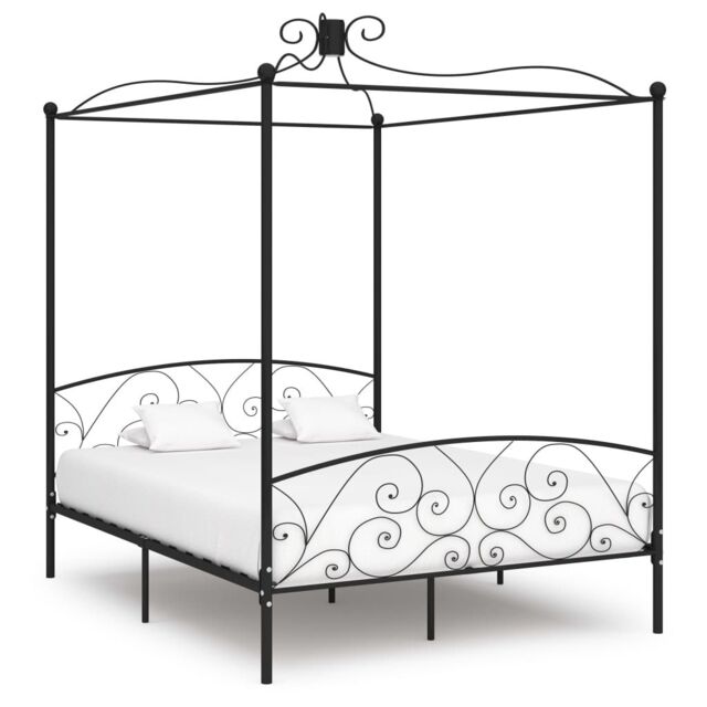 Berkfield Home Canopy Bed Frame Black Metal 160x200 cm - image 1