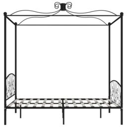 Berkfield Home Canopy Bed Frame Black Metal 160x200 cm - thumbnail 4