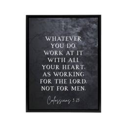 "Artery8 Colossians 3 23 All Your Heart Bible Quote Framed Canvas Wall Art Print in Grey - Size: W12"" x H16""" - thumbnail 1