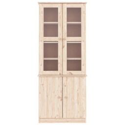 Berkfield Home Glass Display Cabinet ALTA 77x35x186.5 cm Solid Wood Pine in Brown - thumbnail 3