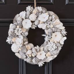 Dibor 33cm White Xmas Decor Front Door Wreath Christmas Wreath in Silver - thumbnail 2