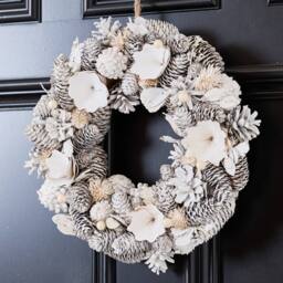 Dibor 33cm White Xmas Decor Front Door Wreath Christmas Wreath in Silver - thumbnail 3