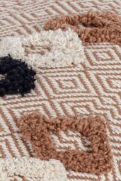 Furn Benji Tasselled Jacquard Diamond Tufted Cotton Cushion in Brown - Size: 30 cm x 50 cm - thumbnail 4
