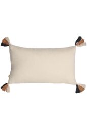 Furn Benji Tasselled Jacquard Diamond Tufted Cotton Cushion in Brown - Size: 30 cm x 50 cm - thumbnail 2