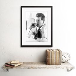 "Artery8 Vintage Photo President John Kennedy Smoke Cigar JFK Framed Art Print in Grey - Size: W12"" x H16""" - thumbnail 2