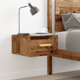 Berkfield Home Suitable Wall-mounted Bedside Cabinet Old Wood 35x35x20 cm in Brown - Size: 35 x 35 x 20 cm - thumbnail 1