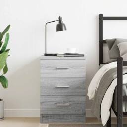 Berkfield Home Bedside Cabinet Grey Sonoma 38x35x56 cm Engineered Wood - Size: 38 x 35 x 56 cm - thumbnail 3