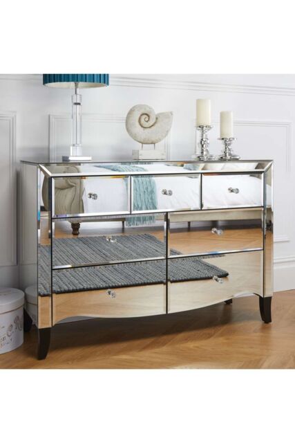 Birlea Palermo 3 Over 4 Chest Mirrored in Silver - image 1