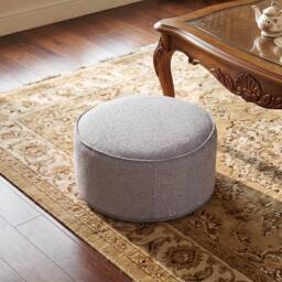 KORVIXA Grey Round Linen Bean Bag Pouf Ottoman Footstool Stool for Sofa - Size: 100 cm x 100 cm - thumbnail 3