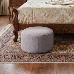 KORVIXA Grey Round Linen Bean Bag Pouf Ottoman Footstool Stool for Sofa - Size: 100 cm x 100 cm - thumbnail 2