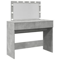 Berkfield Home Dressing Table with LED Concrete Grey 100x40x120 cm - Size: 100 x 40 x 120 cm - thumbnail 2