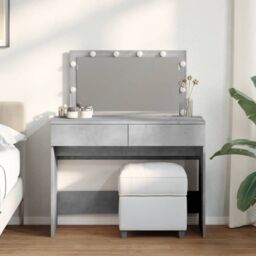 Berkfield Home Dressing Table with LED Concrete Grey 100x40x120 cm - Size: 100 x 40 x 120 cm