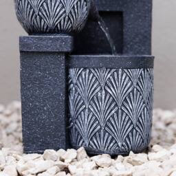 Primrose Talla 3 Tiered Stacked Bowls Grey Outdoor Water Feature with LEDs 41cm - thumbnail 3