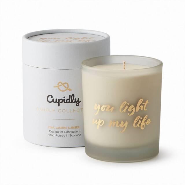 Cupidly You Light Up My Life - Anniversary Candle Gift in Off-White - Size: 200g - image 1