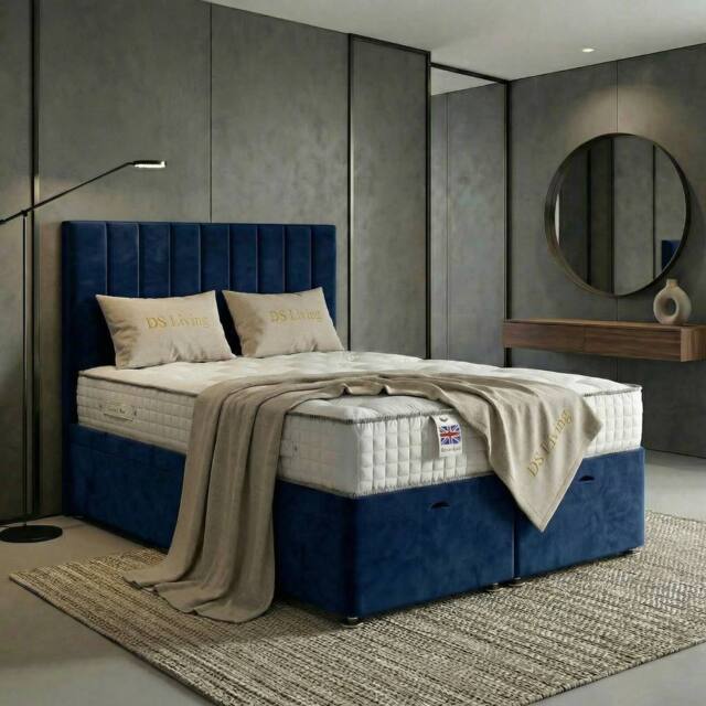 DS Living Aether Dark Blue Divan Bed - Size: Super King - image 1