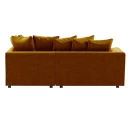 Furnishings For Less UK Brooklyn Plush Velvet 3 to 4 Seater L Shaped Corner Sofa Right Hand Facing in Gold - thumbnail 3