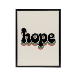 "Artery8 Hope Colourful Retro Rainbow Font Typography Framed Canvas Wall Art in Beige - Size: W12"" x H16""" - thumbnail 1