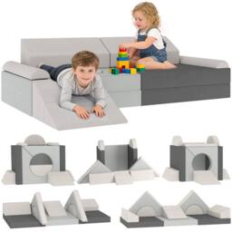 AIYAPLAY Kids Play Sofa, 12 Pieces Foam Modular Convertible Sofa in Light Grey - thumbnail 2