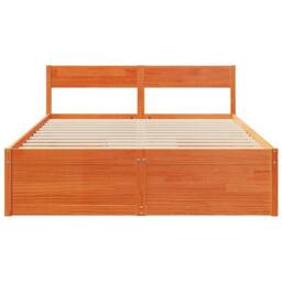 Berkfield Home Bed Frame without Mattress Wax Brown 140x200 cm Solid Wood Pine - thumbnail 4