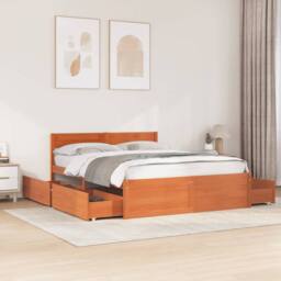 Berkfield Home Bed Frame without Mattress Wax Brown 140x200 cm Solid Wood Pine - thumbnail 2