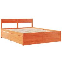 Berkfield Home Bed Frame without Mattress Wax Brown 140x200 cm Solid Wood Pine - thumbnail 3