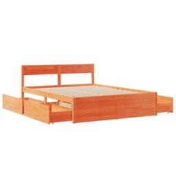 Berkfield Home Bed Frame without Mattress Wax Brown 140x200 cm Solid Wood Pine - thumbnail 7
