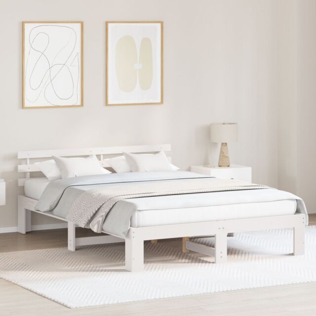 Berkfield Home White Wood Bed Frame White Wood 150 x 200 cm Durable - image 1