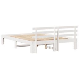 Berkfield Home White Wood Bed Frame White Wood 150 x 200 cm Durable - thumbnail 8
