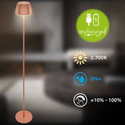 BRILONER Cordless Dimmable Battery Powered LED Floor Lamp in Copper - thumbnail 2