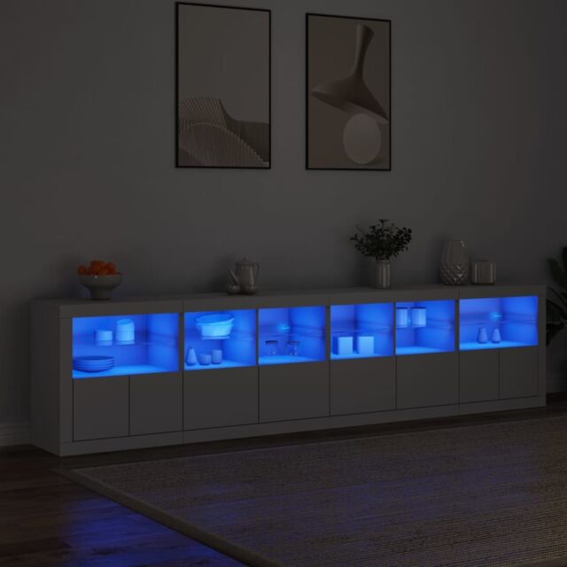 Berkfield Home Sideboard with LED Lights White 283x37x67 cm - Size: 283 x 37 x 67 cm - image 1