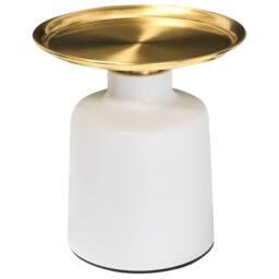 Wyld and Coco Glamour Side Table - White and Gold Round Metal Tray Top - thumbnail 2