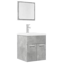 Berkfield Home 2 Piece Bathroom Furniture Set Concrete Grey Engineered Wood - thumbnail 2