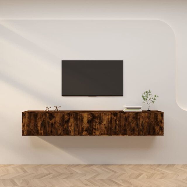 Berkfield Home Wall-mounted TV Cabinets 3 pcs Smoked Oak 80x34.5x40 cm in Brown - image 1