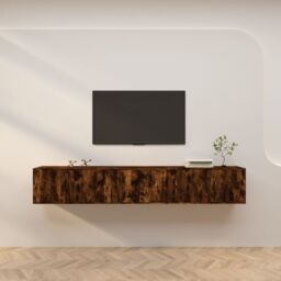 Berkfield Home Wall-mounted TV Cabinets 3 pcs Smoked Oak 80x34.5x40 cm in Brown - thumbnail 1