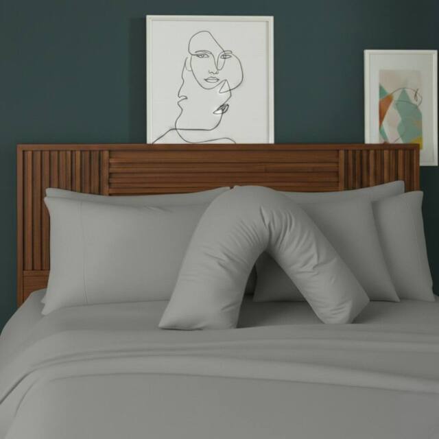 Snug City V Shape Pillowcase for Support Maternity Pillows Polycotton Easy Care in Silver - image 1