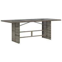 Berkfield Home Garden Table with Glass Top Grey 190x80x74 cm Poly Rattan - Size: 190 x 80 x 74 cm - thumbnail 5