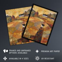Artery8 Our Harvest Fields By Jenny Adamson Autumn Farm Klimt Warm Orange Ochre Pastel Shades Unframed Wall Art Print Poster Home Decor Premium - thumbnail 2